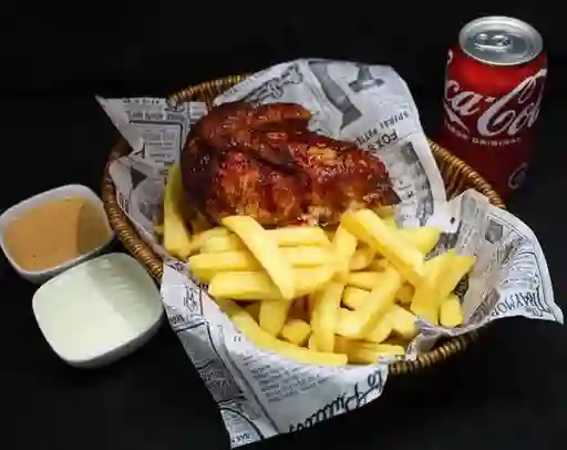 1/4 de Pollo + Papas Fritas & Bebida