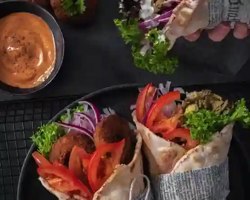 3 Shawarma Authentic Falafel 2 Salsas