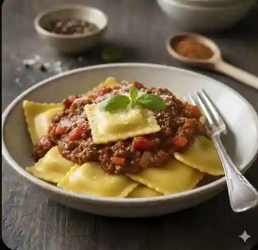 Ravioles con Boloñesa