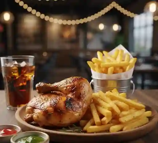 Colación 1/4 Pollo Asado + Papas Fritas