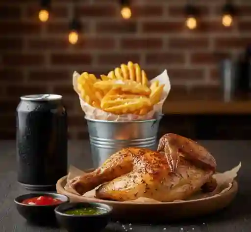 Colación 1/4 Pollo Asado Tuto + Papas Fritas + Bebida