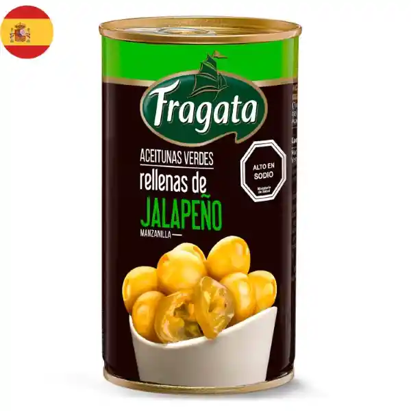 Aceituna Verde Fragata Rellena de Jalapeño Drenado Jumbo Impo