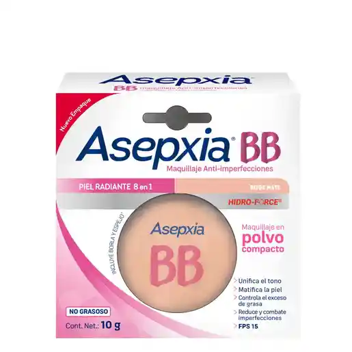 Asepxia Bb Maquillaje Polvo Fps 15 Beige Mate