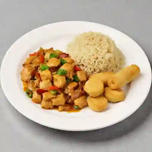 Combo pollo mongoliano con arroz