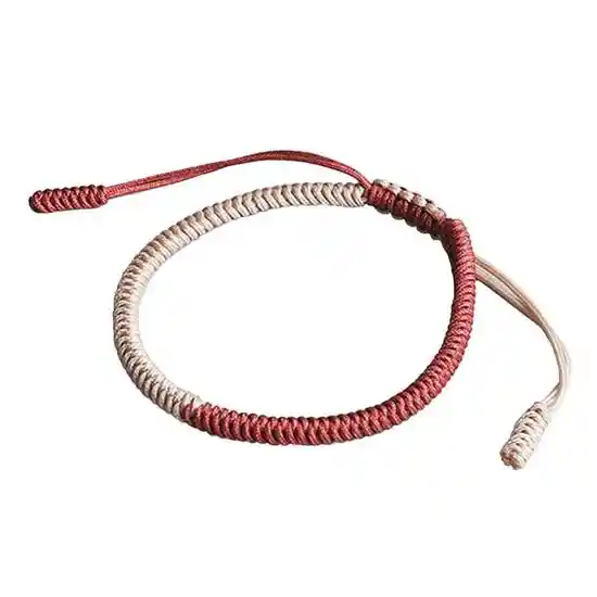 Pulsera Hilo Budista Beige Roja