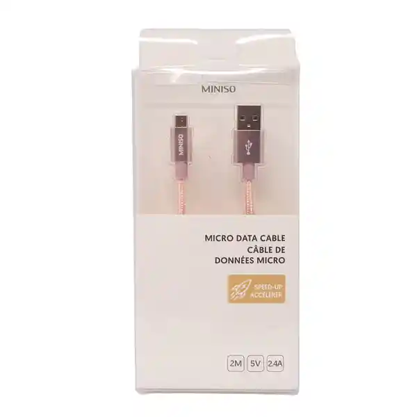 Miniso Cable de Datos Android 2.4A Aluminio Trenzado Oro Rosa