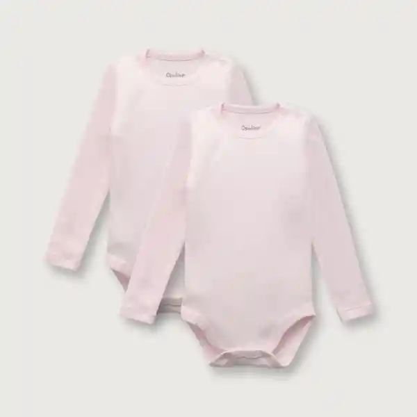 Opaline Pack Body Broche Manga Larga Bebé Niña Rosado Talla 18M