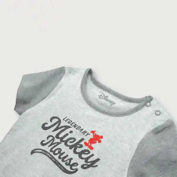 Pijama Polera + Short Mickey Melange Gris Talla 3A Opaline