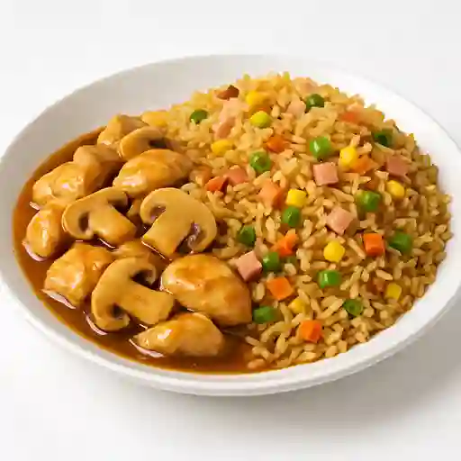 Pollo champiñón con arroz chino v