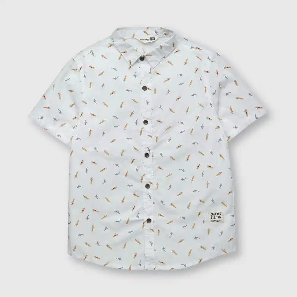 Camisa Estampada Niño Blanca Talla 10a