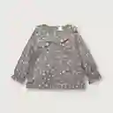 Blusa Cuello Payaso Full Print de Niña Gris Talla 18M Opaline