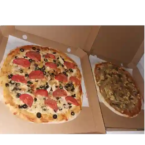 2 Pizzas Familiares con 2 Vegetales + Proteína