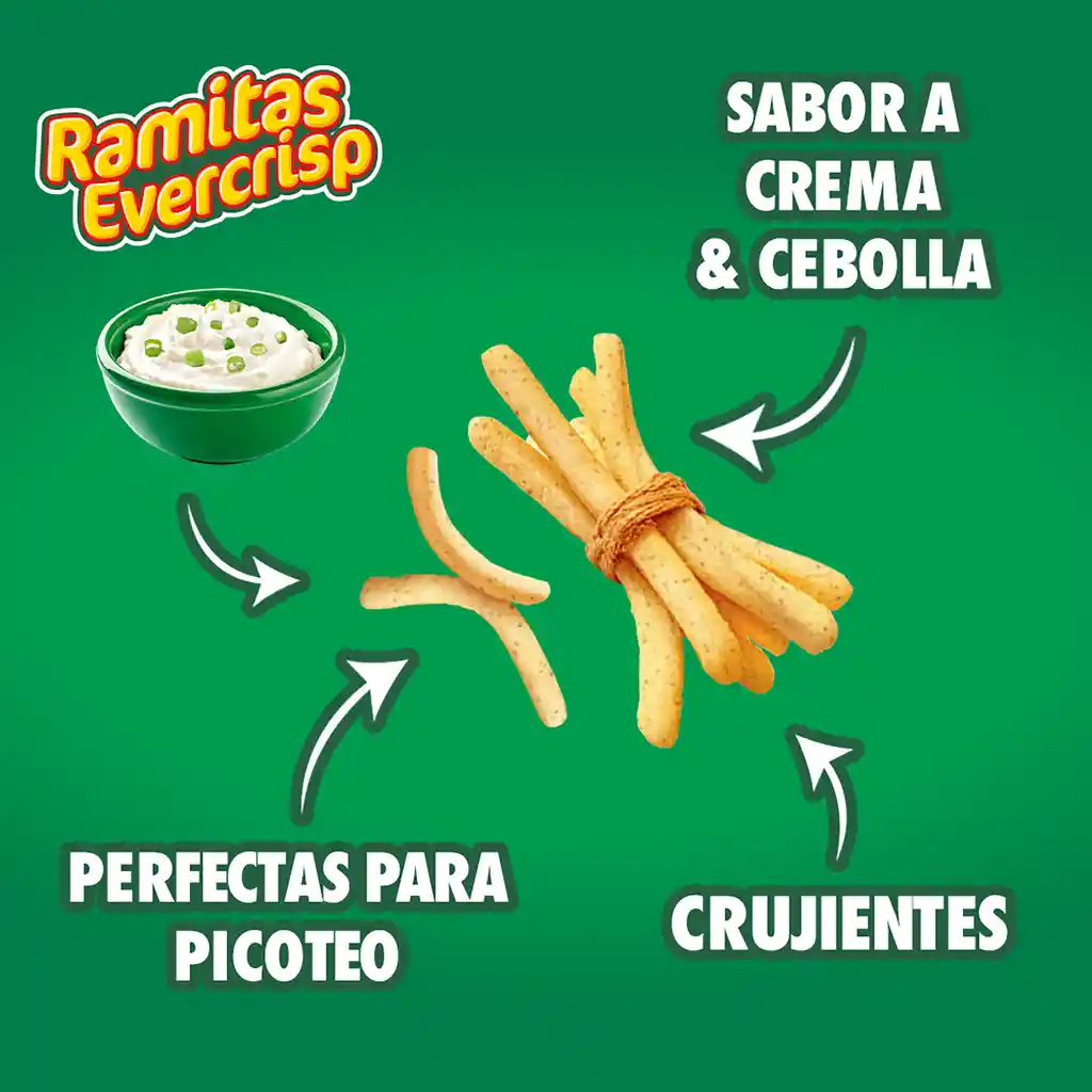 Snack Ramitas Evercrisp Sabor a Crema y Cebolla 160 g