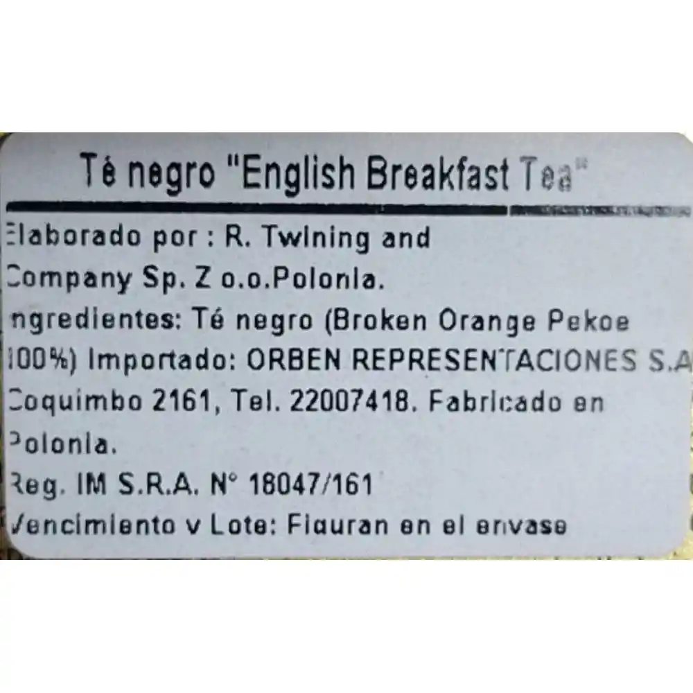 Twining Té Negro English Breakfast 
