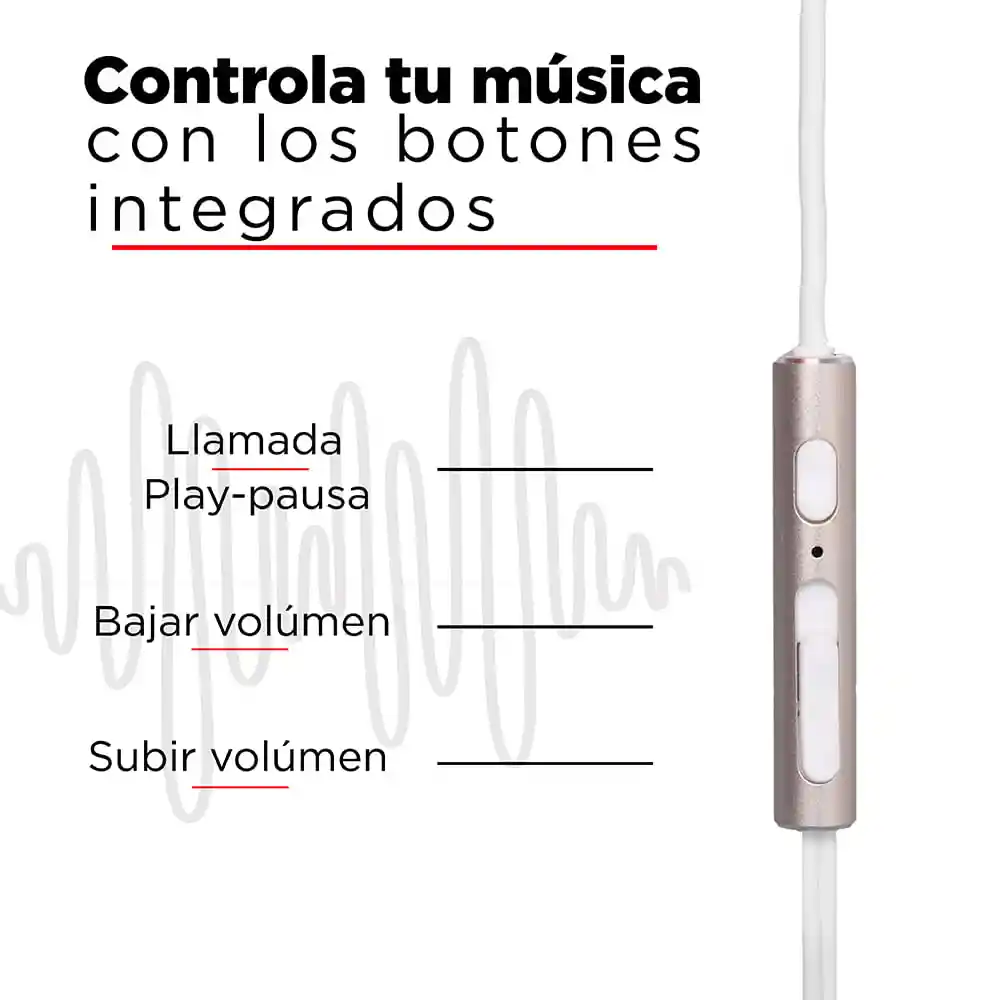 Miniso Audífonos De Cable 1318 Dorado 11m