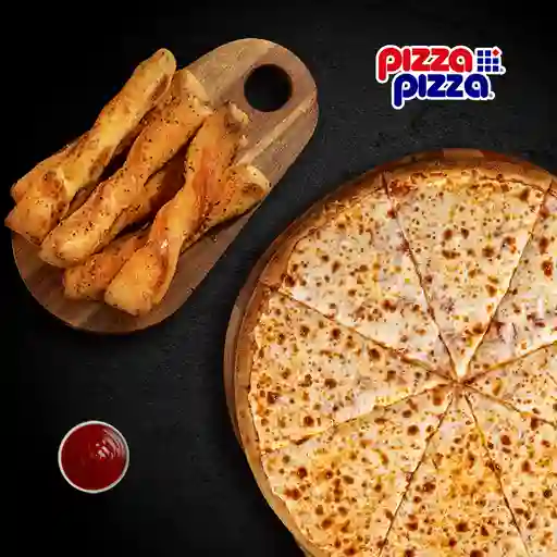 Doble queso mediana con palitos de ajo