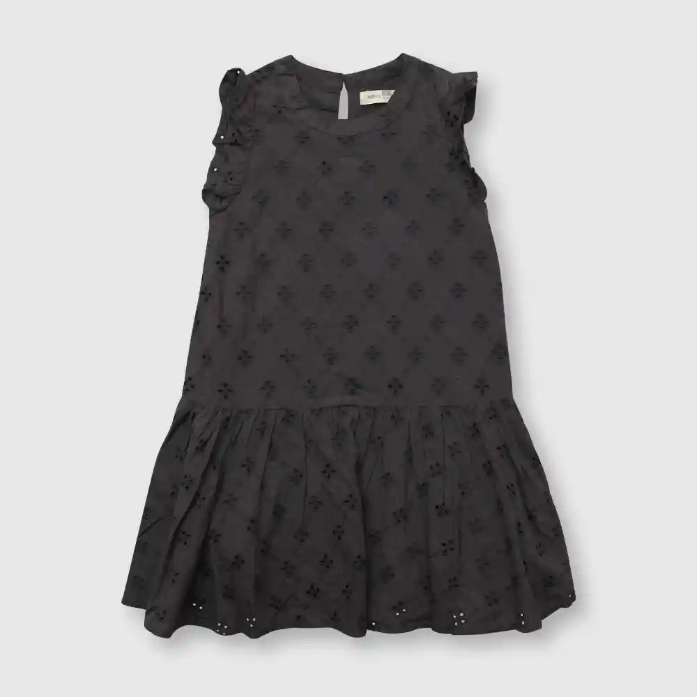 Vestido Brodery Niña Gris Talla 12a
