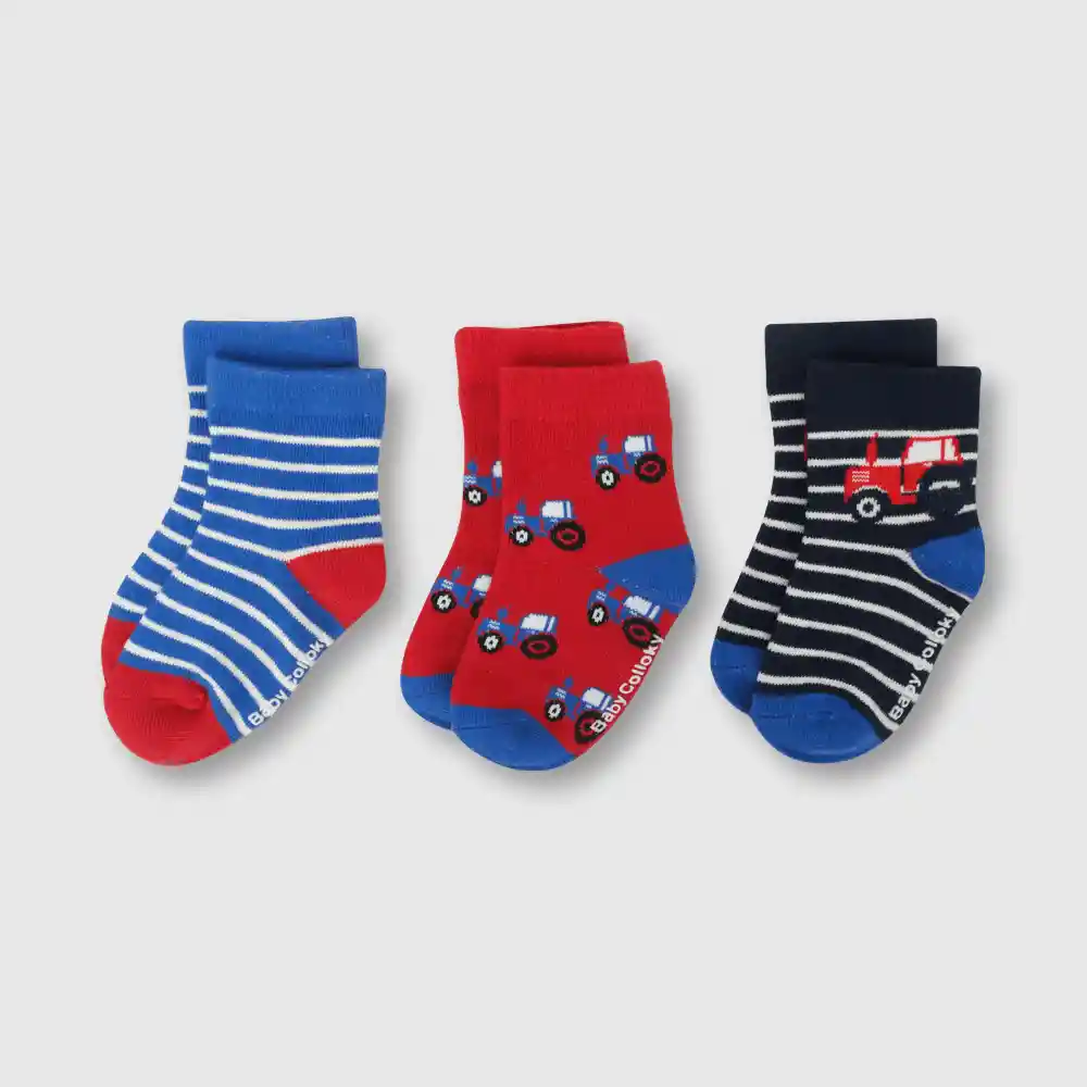 Pack Calcetín Deportivo Tractor Bebé Azul Talla 23/25