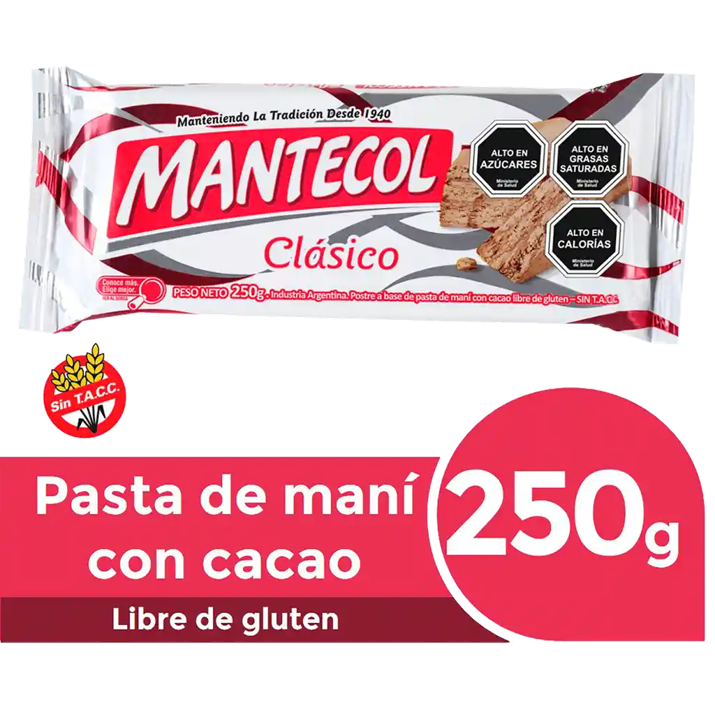 Mantecol Pasta de Maní con Cacao Libre de Gluten