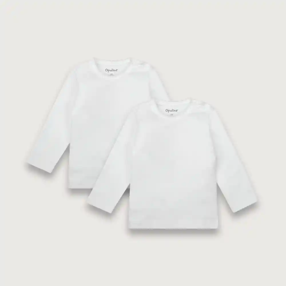 Pack Camiseta Manga Larga Bebé Niña Blanco Talla 6m