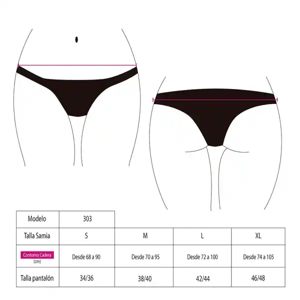 Bikini Calzón Culote Tanga Negro Talla M Samia