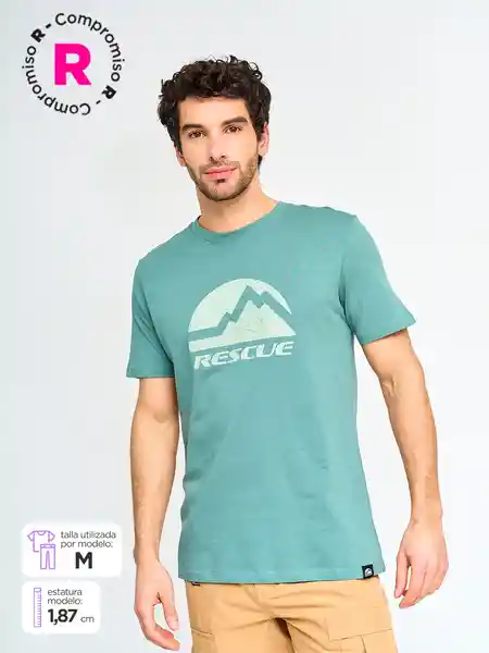 Rescue Polera Manga Corta Enavid Hombre Verde Claro S SS25