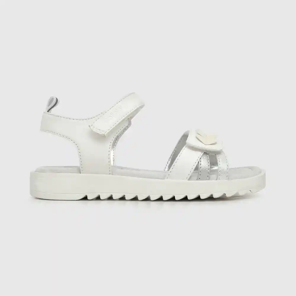 Sandalias Hebilla Doble Ajuste De Niña Blanco Talla 32