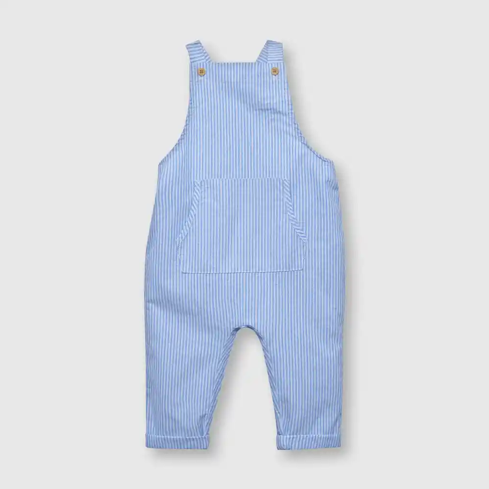 Jardinera De Bebé Listada Niño Celeste Talla 3/6m