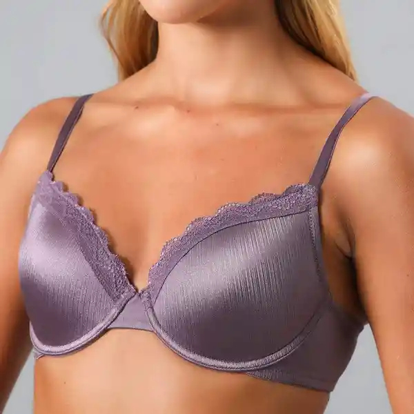 Sostén Perfect Cover Demi Cup Color Ciruela Talla 40B Flores