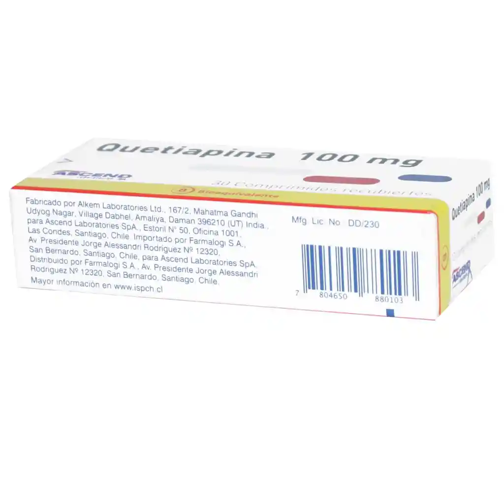 Quetiapina 100mg. 30 Comp.Rec