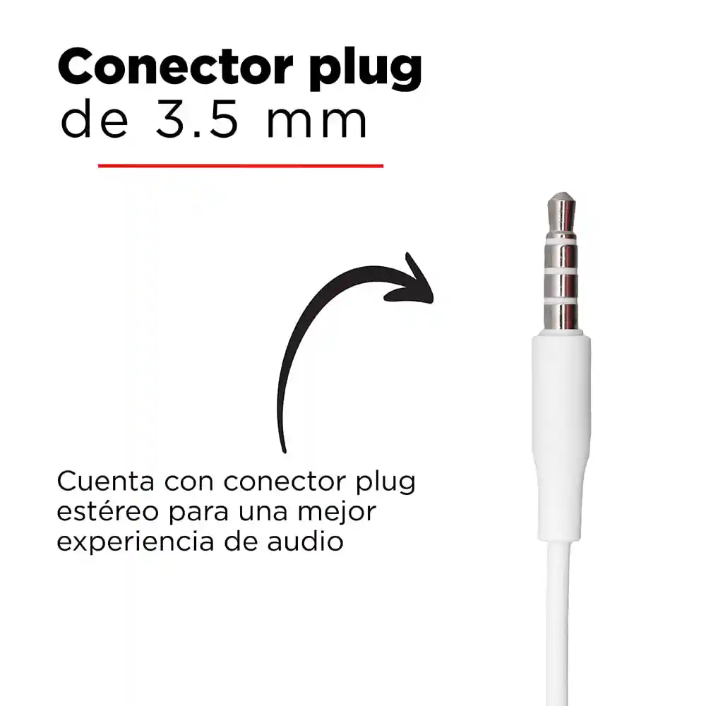 Miniso Audífonos De Cable Clásico - Blanco - 1.2 M