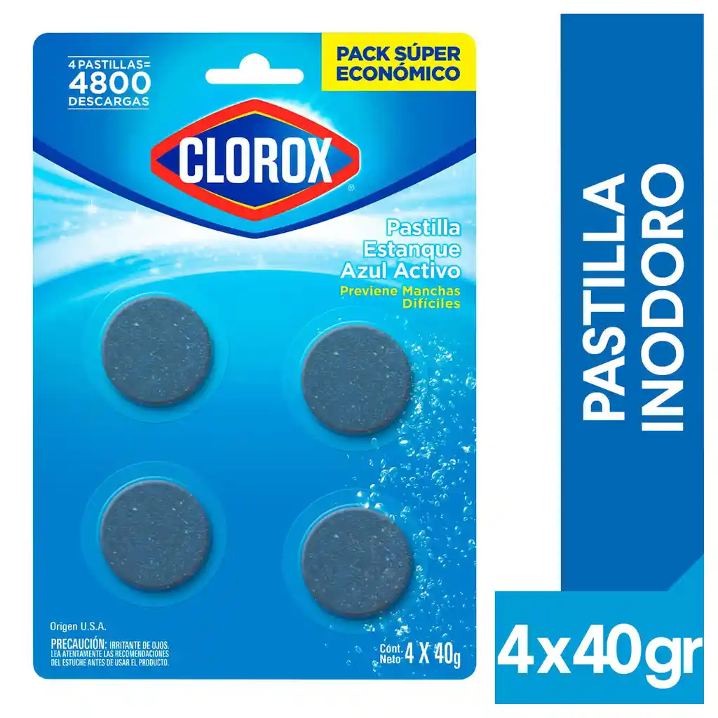 Clorox Pastilla Para Estanque de Inodoro Azul Activo