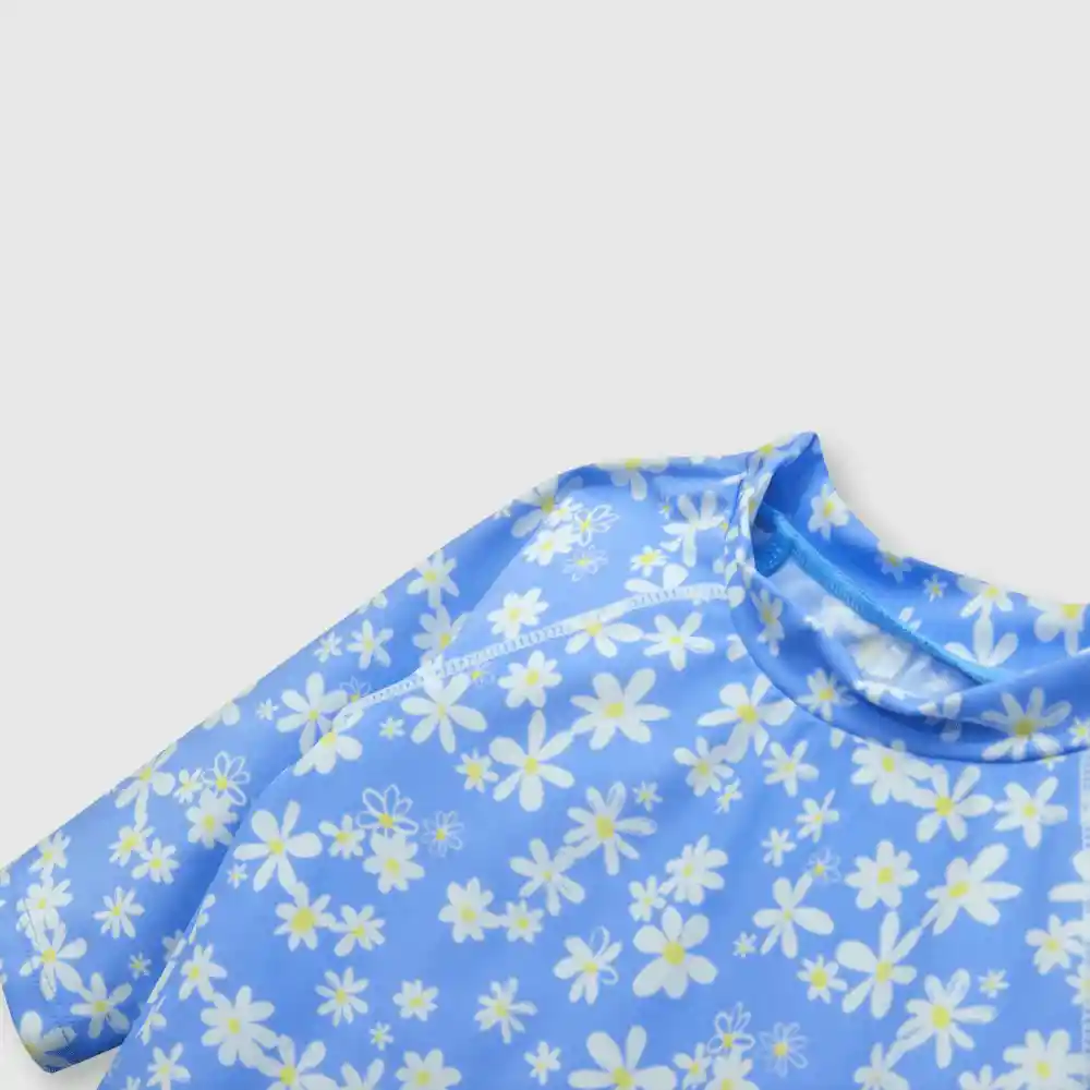 Traje Baño Con Filtro Uv Bebé Niña Azul Talla 9/12m