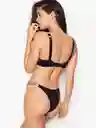 Victoria's Secret Panty Brazilian Con Brillo Negro Talla XL