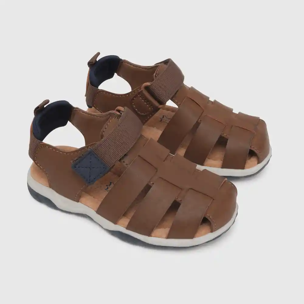Sandalias Cerrada De Niño Café Talla 23