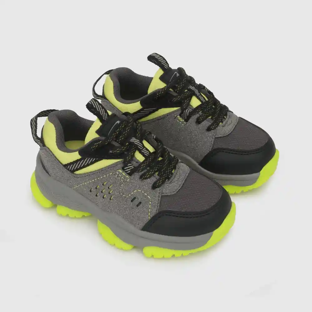 Zapatillas Outdoor Para Niño Gris Y Amarillo Talla 24
