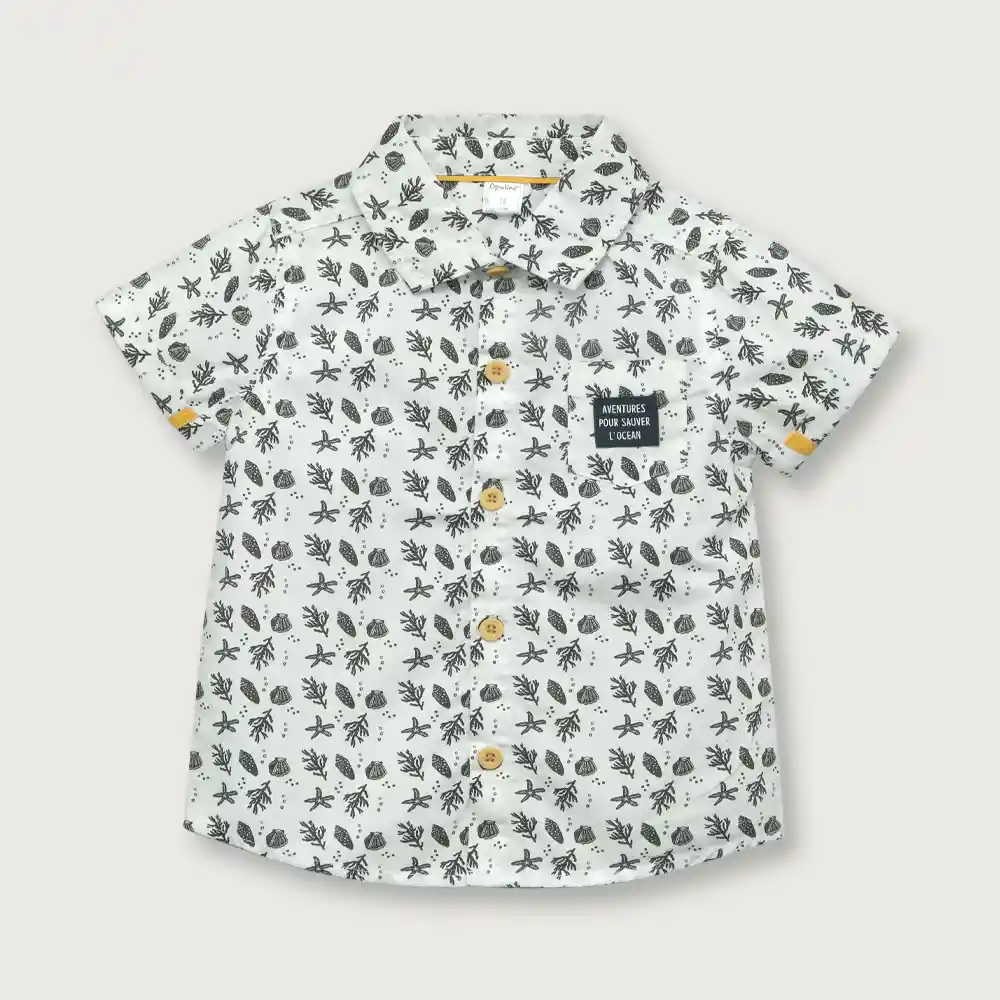 Camisa Full Print Niño Blanco Talla 4m