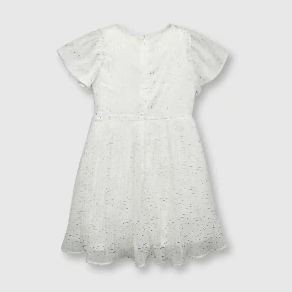 Vestido Plisado De Niña Blanco Talla 4a