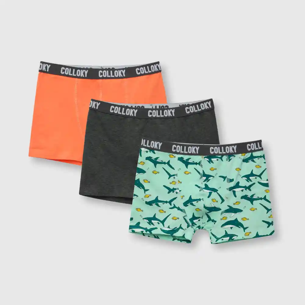 Pack Bóxer Estampado Niño Gris Talla 12a