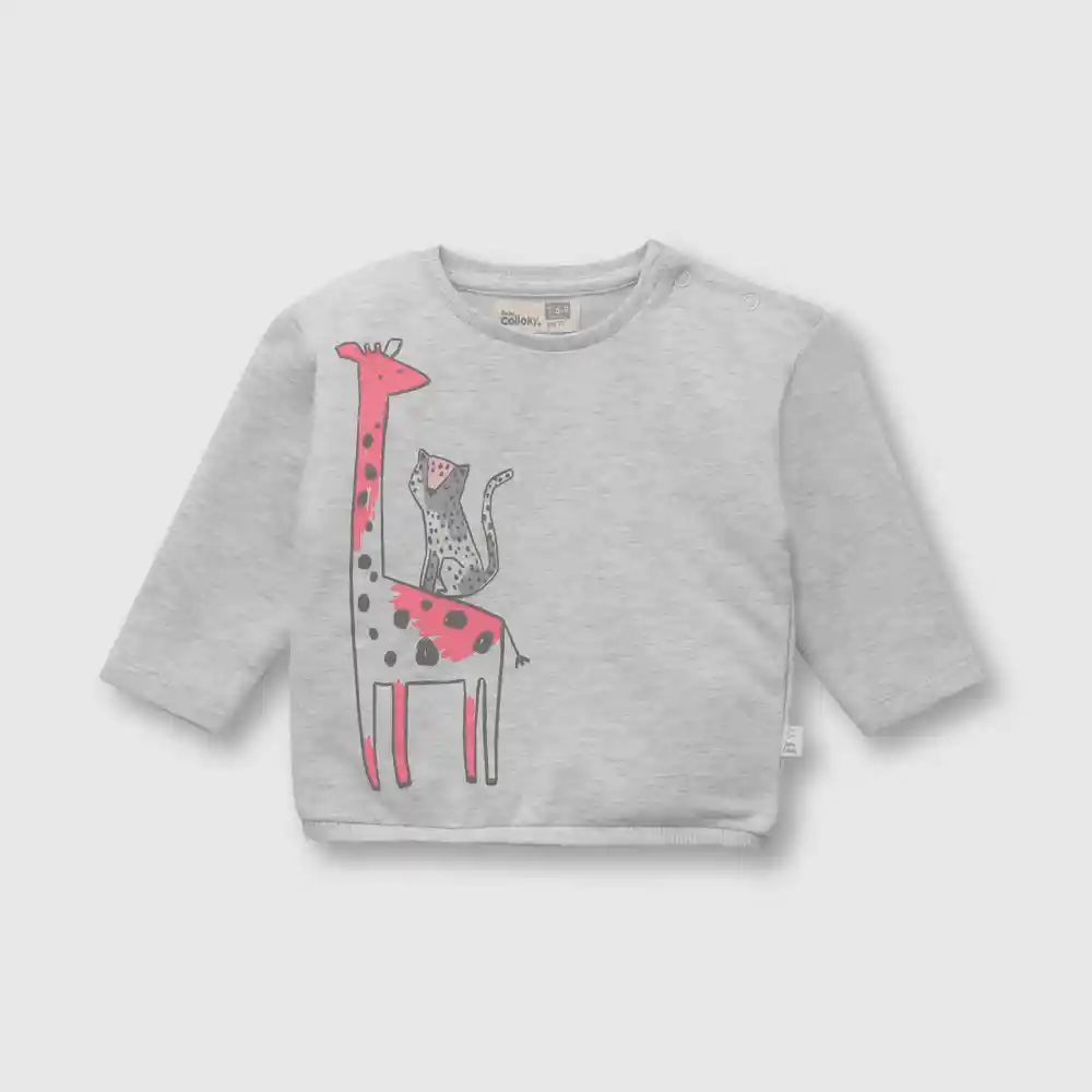 Polerón Safari Para Bebé Niña Gris Talla 6/9