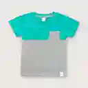 Polera Esencial Manga Corta de Niño Verde Esmeralda T.9M Opaline