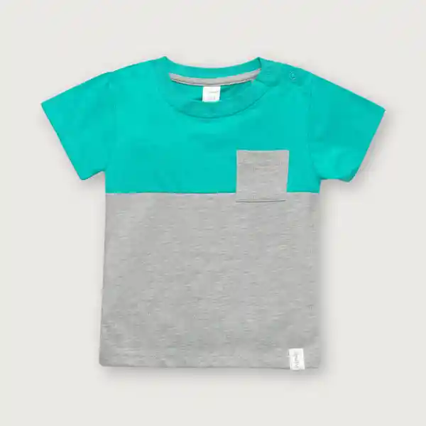 Polera Esencial Manga Corta de Niño Verde Esmeralda T.9M Opaline