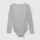 Polera Tipo Body De Niña Gris Talla 2a