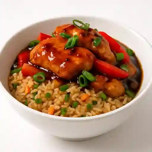 Pollo de cantone con arroz chaufan