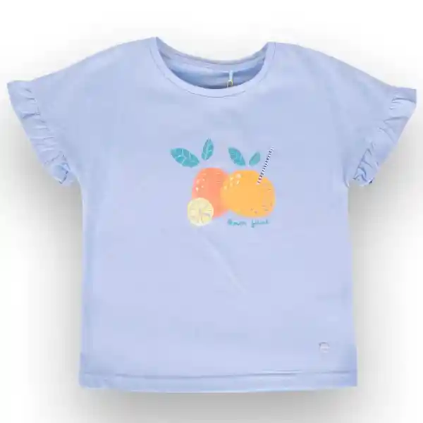 Polera Manga Corta Niña Azul Acero Pillín Talla 2 A