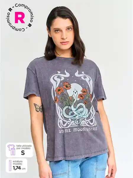 Barbados Polera Manga Corta Efran Ess Gris L C5 V25