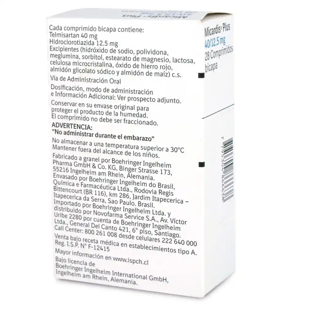 Micardis Hipotensores Plus 40 12 5Mg 28