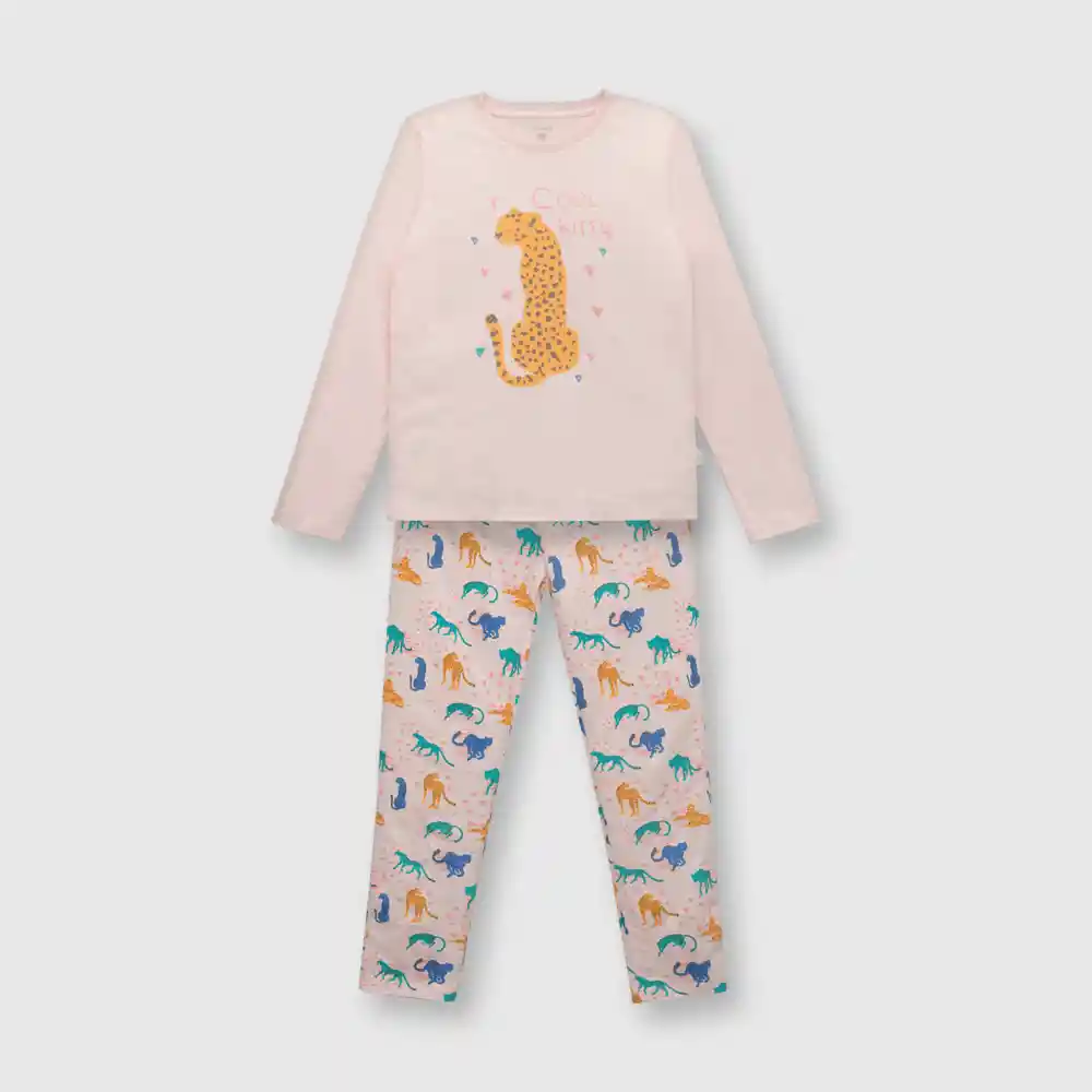 Pijama Algodón Niña Rosa Talla 10 Años