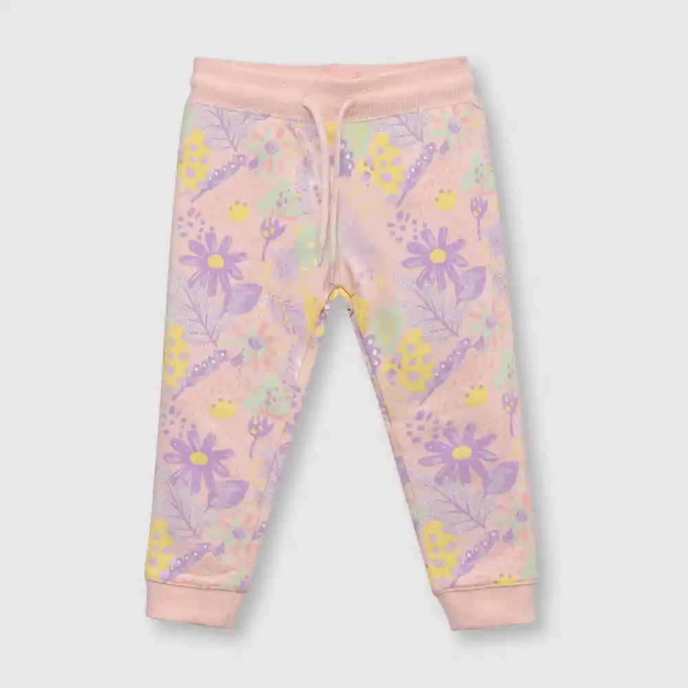 Pantalón De Bebé Floreado Niña Rosado Talla 3/6m