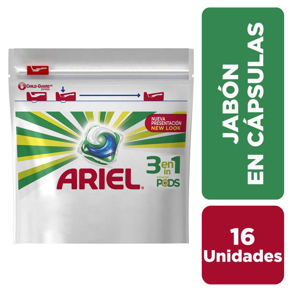 Detergente Ariel Capsulas Pods 3en1 16 unidades